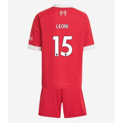 Maglia Calcio Liverpool Giovanni Leoni #15 Prima Divisa Bambino 2025-26 Manica Corta (+ pantaloncini)